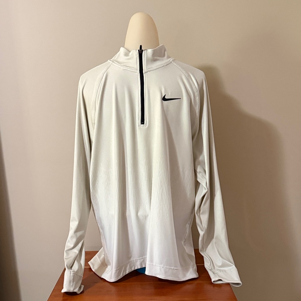 Nike Tour Dry Fit Advanced Half Zip Outerwear Pullover Light Bone Color